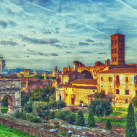 Buy canvas prints of Roman Forum Digital Painting by Antony McAulay