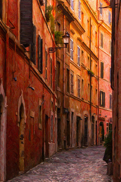 Rome Narrow Street Painting Picture Board by Antony McAulay