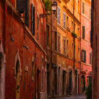 Buy canvas prints of Rome Narrow Street Painting by Antony McAulay