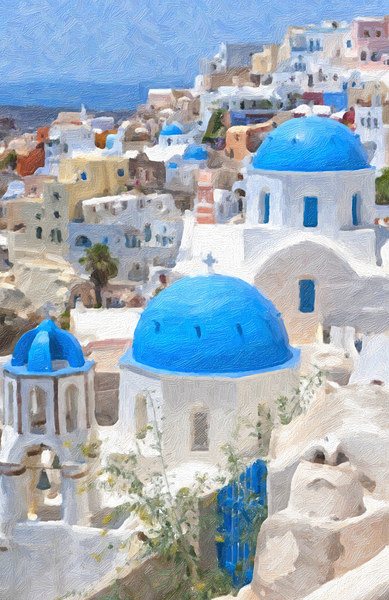 Santorini Oil Painting Picture Board by Antony McAulay