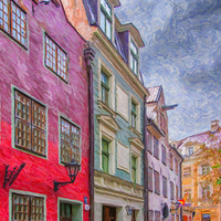 Buy canvas prints of Riga Street Painting by Antony McAulay