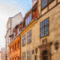 Buy canvas prints of Riga Old Narrow Street Digital Painting by Antony McAulay