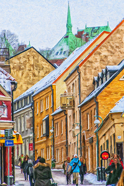 Helsingborg Narrow Street Painting Picture Board by Antony McAulay