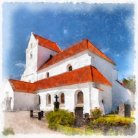 Buy canvas prints of Dalby Kloster Digital Watercolor Painting by Antony McAulay