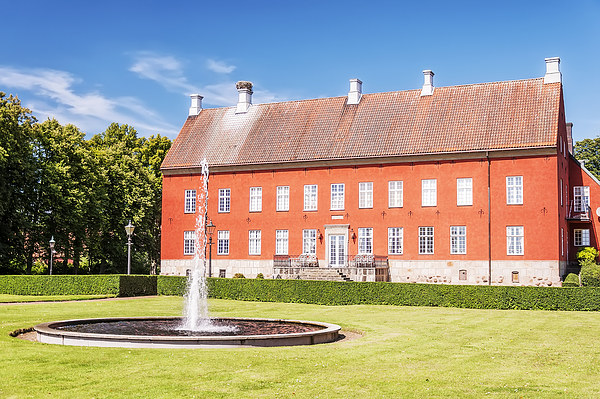 Hviderup Slott with Fountain Picture Board by Antony McAulay
