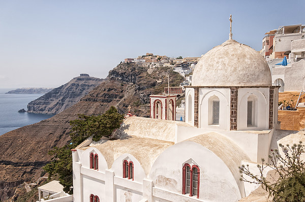 Fira Church on Santorini Picture Board by Antony McAulay