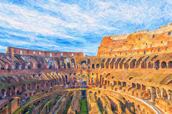 Rome Colosseum Digital Painting Picture Board by Antony McAulay