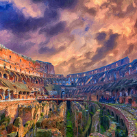 Buy canvas prints of Rome Colosseum Interior Digital Painting by Antony McAulay