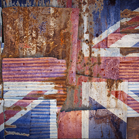 Buy canvas prints of Corrugated Iron United Kingdom Flag by Antony McAulay