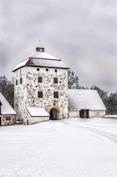 Hovdala Castle Courtyard in Winter Picture Board by Antony McAulay