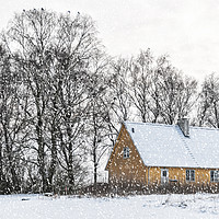 Buy canvas prints of Yellow house in Winter by Antony McAulay