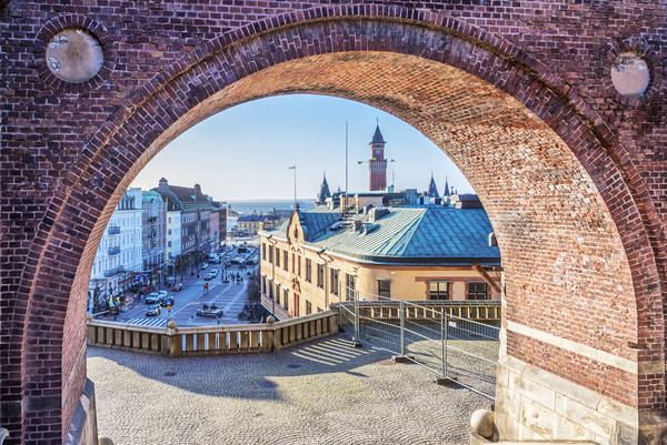 Helsingborg Through the Archway Picture Board by Antony McAulay
