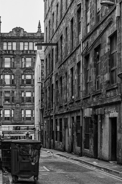 Glasgow Backstreet Monochromatic Picture Board by Antony McAulay