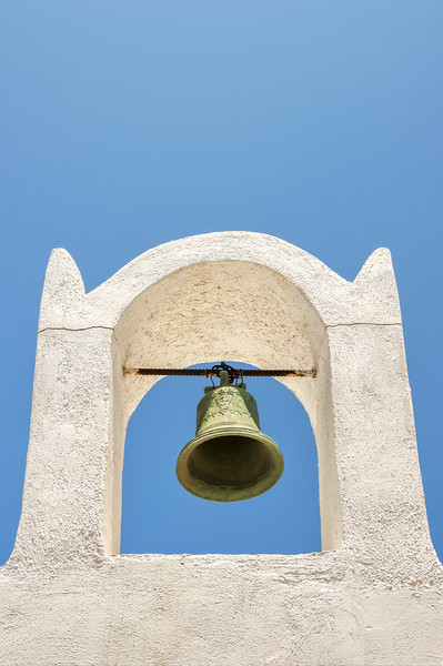 Oia Bell Tower Picture Board by Antony McAulay