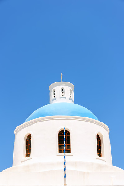 Oia Blue Church Dome Picture Board by Antony McAulay