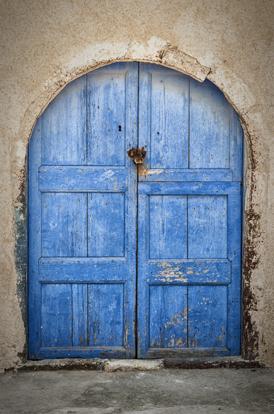 Santorini Blue Door Picture Board by Antony McAulay