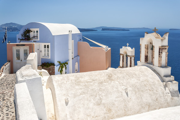 Santorini blue house in Oia Picture Board by Antony McAulay