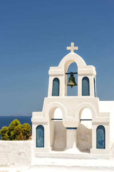 Santorini Oia Belltower Picture Board by Antony McAulay