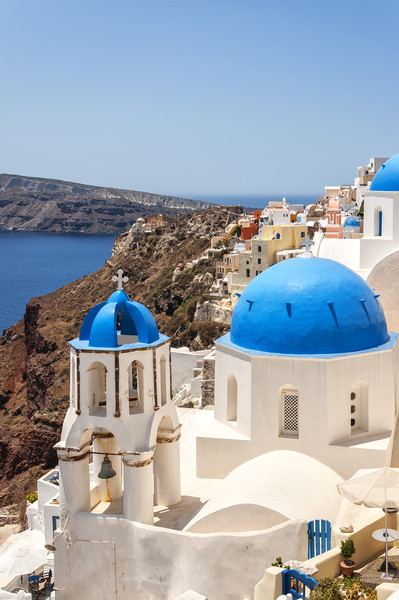 Santorini Oia Church and Bell Tower Picture Board by Antony McAulay