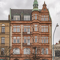 Buy canvas prints of Helsingborg Sandstone Building Facade by Antony McAulay