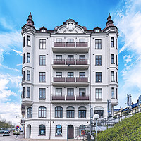 Buy canvas prints of Helsingborg White Building Facade by Antony McAulay