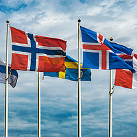 Buy canvas prints of Flags of Scandinavia by Antony McAulay
