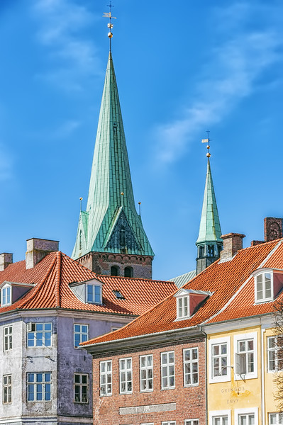 Helsingor Church Behind Buildings Picture Board by Antony McAulay
