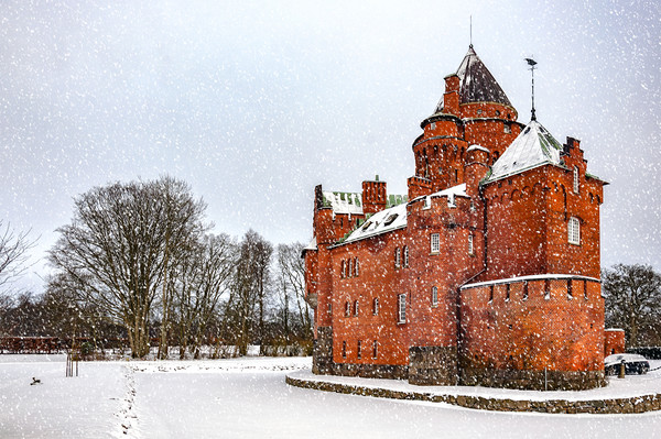 Hjularod Castle in Winter Picture Board by Antony McAulay