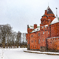 Buy canvas prints of Hjularod Castle in Winter by Antony McAulay
