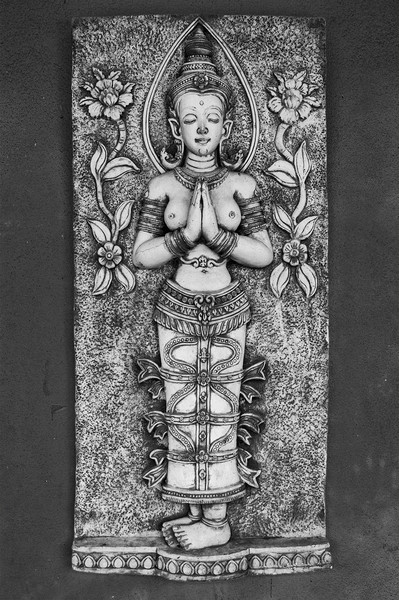 Thai Carving of Naked Goddess Picture Board by Antony McAulay