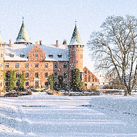 Buy canvas prints of Trolleholm Castle in the Snow by Antony McAulay