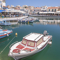 Buy canvas prints of Agios Nikolaos Boat in Lagoon by Antony McAulay