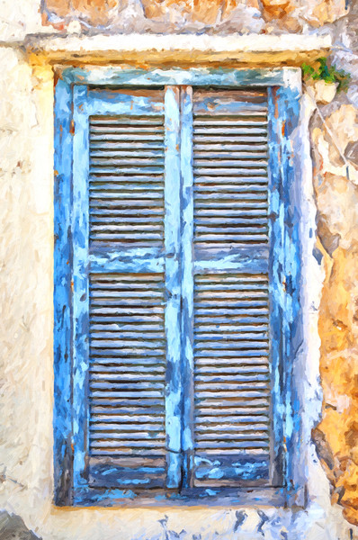 Greek Window Digital Painting Picture Board by Antony McAulay