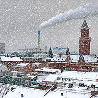Buy canvas prints of Helsingborg Cityscape in Winter Weather by Antony McAulay