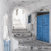 Buy canvas prints of Narrow Alley and stairway on Santorini by Antony McAulay