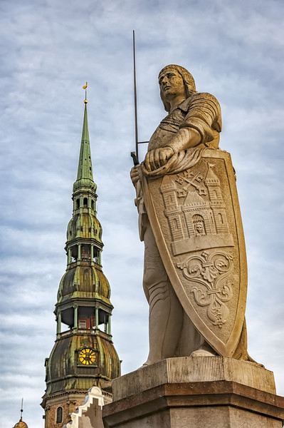 Riga Saint Roland Statue Picture Board by Antony McAulay