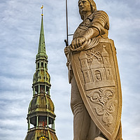 Buy canvas prints of  Riga Saint Roland Statue by Antony McAulay
