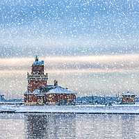 Buy canvas prints of Helsingborg Lighthouse Winter Weather by Antony McAulay