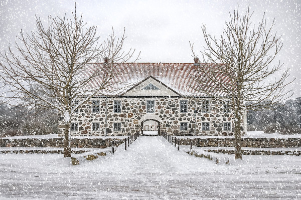 Hovdala Castle Main house in Winter Picture Board by Antony McAulay