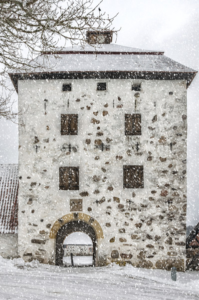 Hovdala Slott Gatehouse in Winter Picture Board by Antony McAulay