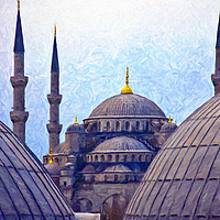 Buy canvas prints of Blue Mosque From Hagia Sophia Digital Painting by Antony McAulay