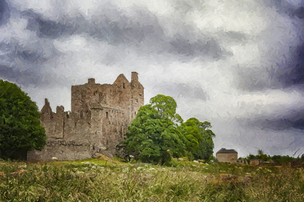 Craigmillar Castle Digital Painting Picture Board by Antony McAulay