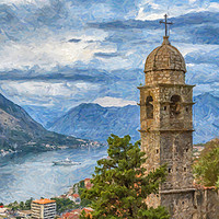 Buy canvas prints of Kotor Church of Our Lady Digital Painting by Antony McAulay