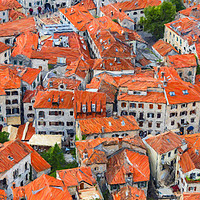 Buy canvas prints of Montenegro Kotor Rooftops Digital Painting by Antony McAulay