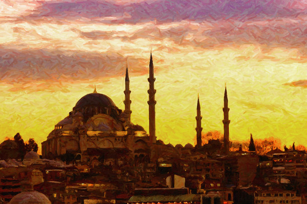 Suleiman Mosque Digital Painting Picture Board by Antony McAulay