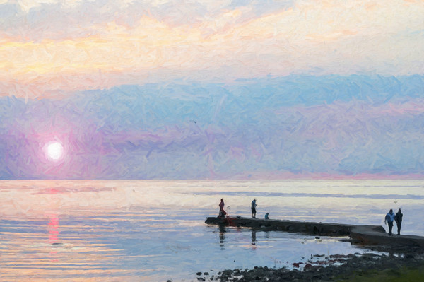 Sunset Gathering at Torekov Digital Painting Picture Board by Antony McAulay
