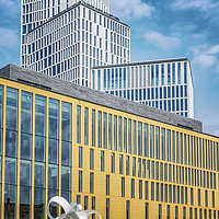 Buy canvas prints of Malmo Live Building Blocks with Sculpture by Antony McAulay