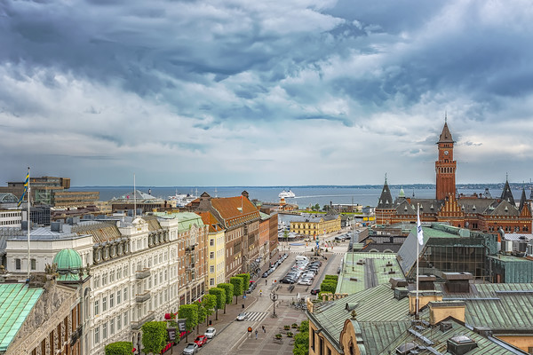Helsingborg Town Hall From Above Picture Board by Antony McAulay