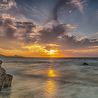 Buy canvas prints of Rhodes Kato Petres Beach Glorious Sunset by Antony McAulay