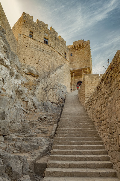 Rhodes Lindos Acropolis Staircase Entrance Picture Board by Antony McAulay